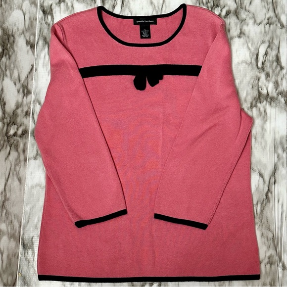 Good Clothes Sweaters - Women Sz XL Pink Sweater Black Bow Girlhoodcore Pretty Girly Coquette Feminine